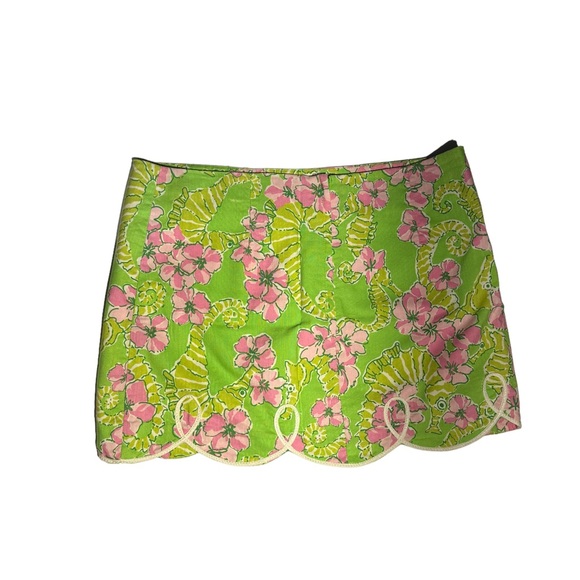 Lilly Pulitzer miniskirt seahorse design. Size 4. Green and pink - Picture 12 of 13